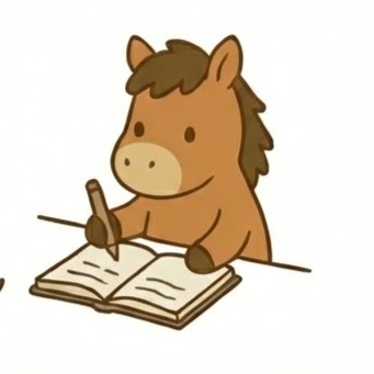 A horse sitting and focused on writing in an open notebook with a pen.